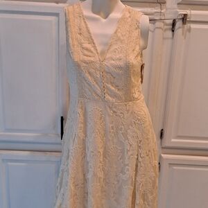 Madelynn Chic Lace Midi Dress in Cream